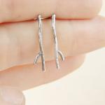 Branch . Small Studs . Sterling Silver Earrings.