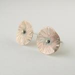 Delicate Stud Earrings . Small Fowers . Copper And..