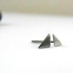Tiny Triangle Studs . Minimalistic Sterling Silver..
