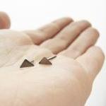 Tiny Triangle Studs . Minimalistic Sterling Silver..