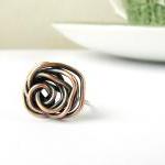 Rose Coctail Ring . Copper And Silver . Modern..