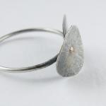 Sterling Silver And Gold Ring . Delicate Organic..