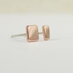 Mini Stud Earrings . Asymmetric Copper Posts