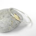 Simple Minimalist Ring. Gold Brass Leaf And Silver..