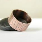 Mens Ring . Wide Copper Band . Textured . Unisex