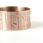 Mens Ring . Wide Copper Band . Textured . Unisex