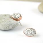 Small Oval Stud Earrings . Porous Polymer Clay..