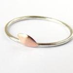 Delicate Leaf Ring. Sterling Silver And Copper..