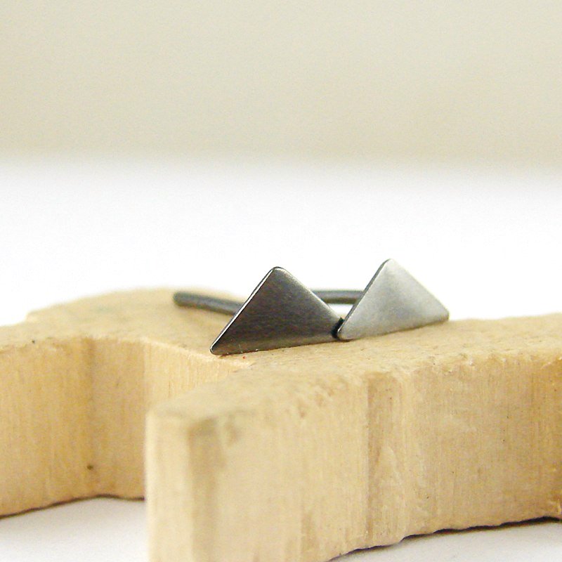 Tiny Triangle Studs . Minimalistic Sterling Silver Earrings