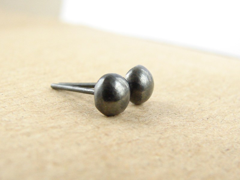 Small Silver Studs . Black Oxidized Sterling Silver Pebbles